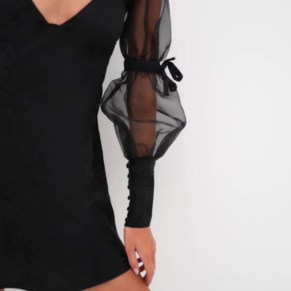 NWT For Love and Lemons Gabrielle Puff Sleeve Mini Dress - Picture 7 of 7